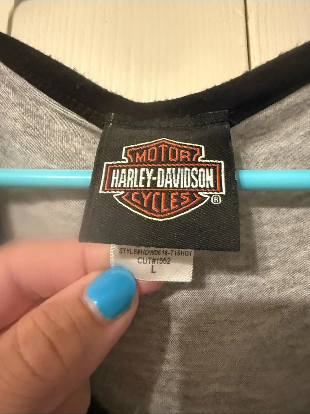 Harley Davidson Fringed Graphic Tank - Grey with Red & Blue Graphic - Picture 2 of 5